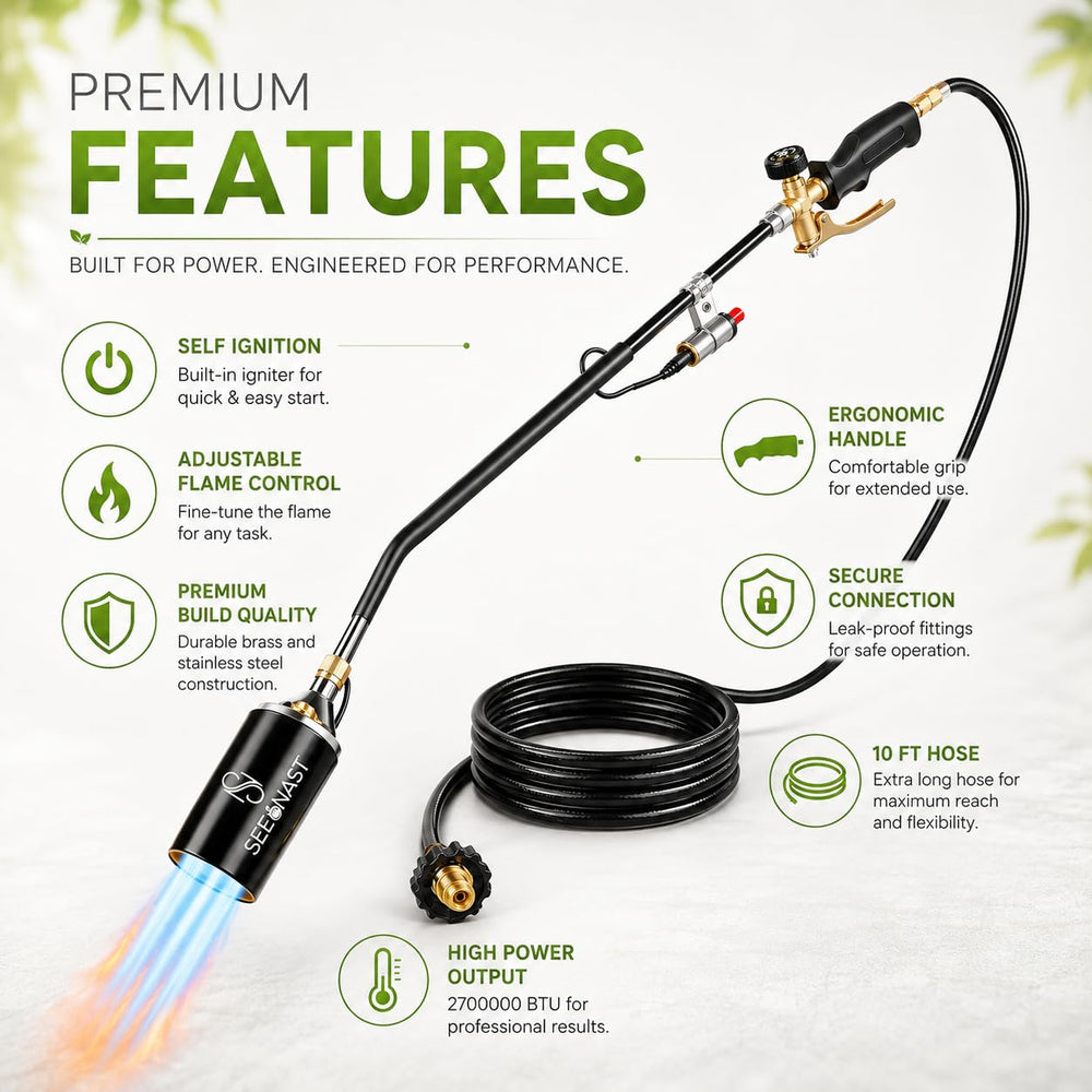 SeeNast ergonomic handle with piezo igniter for easy lighting