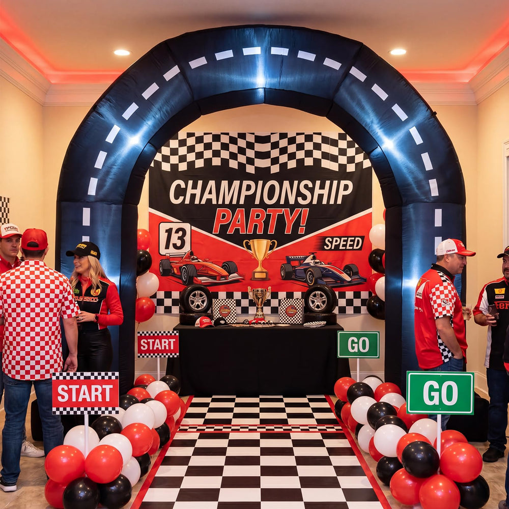 Seenelling arch used as photo backdrop capturing guests and creating memorable themed images