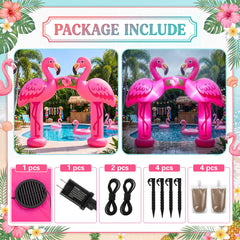 Seenelling flamingo arch inflating with included blower for quick setup benefit