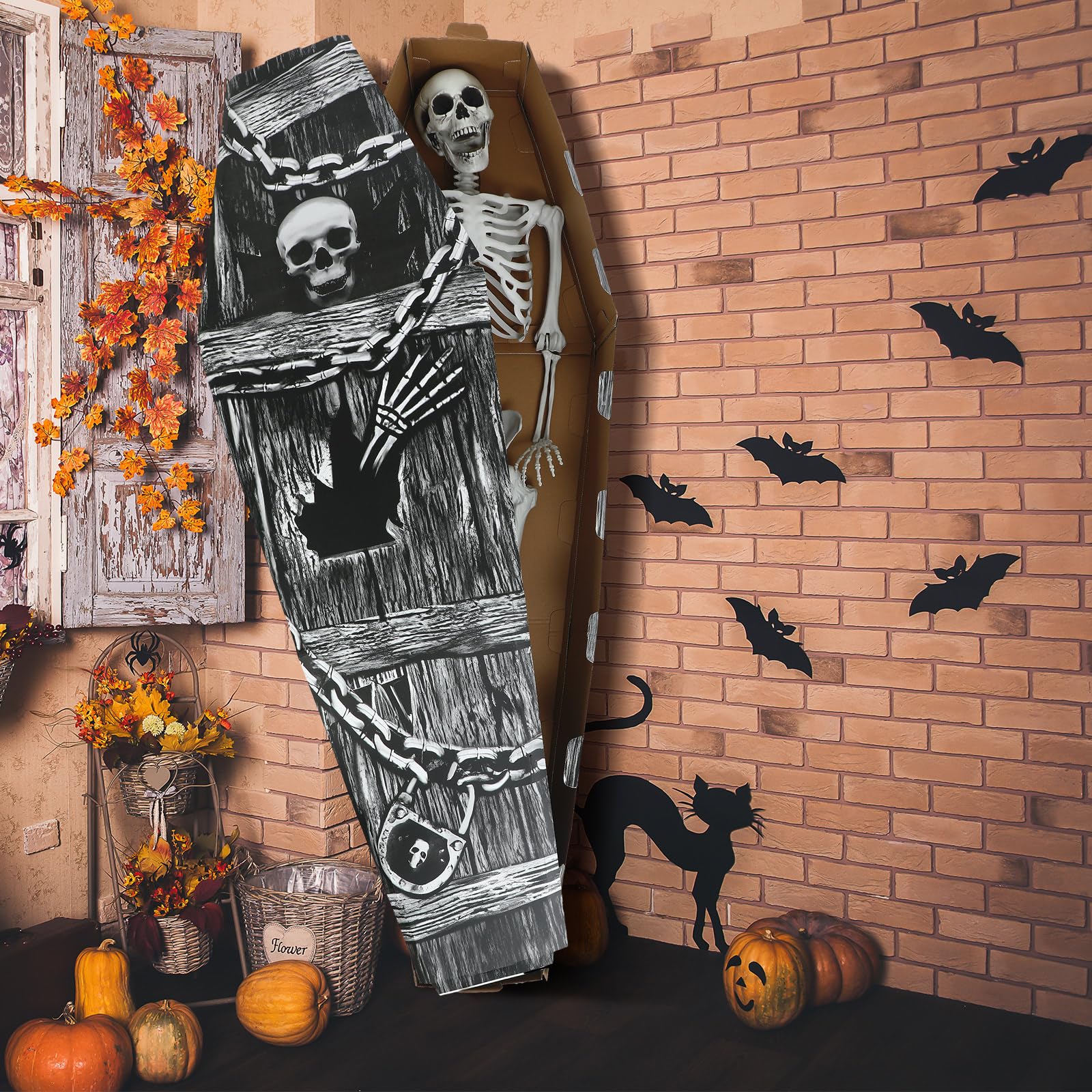 Seenelling front view coffin showing life-size presence and dramatic decor benefit