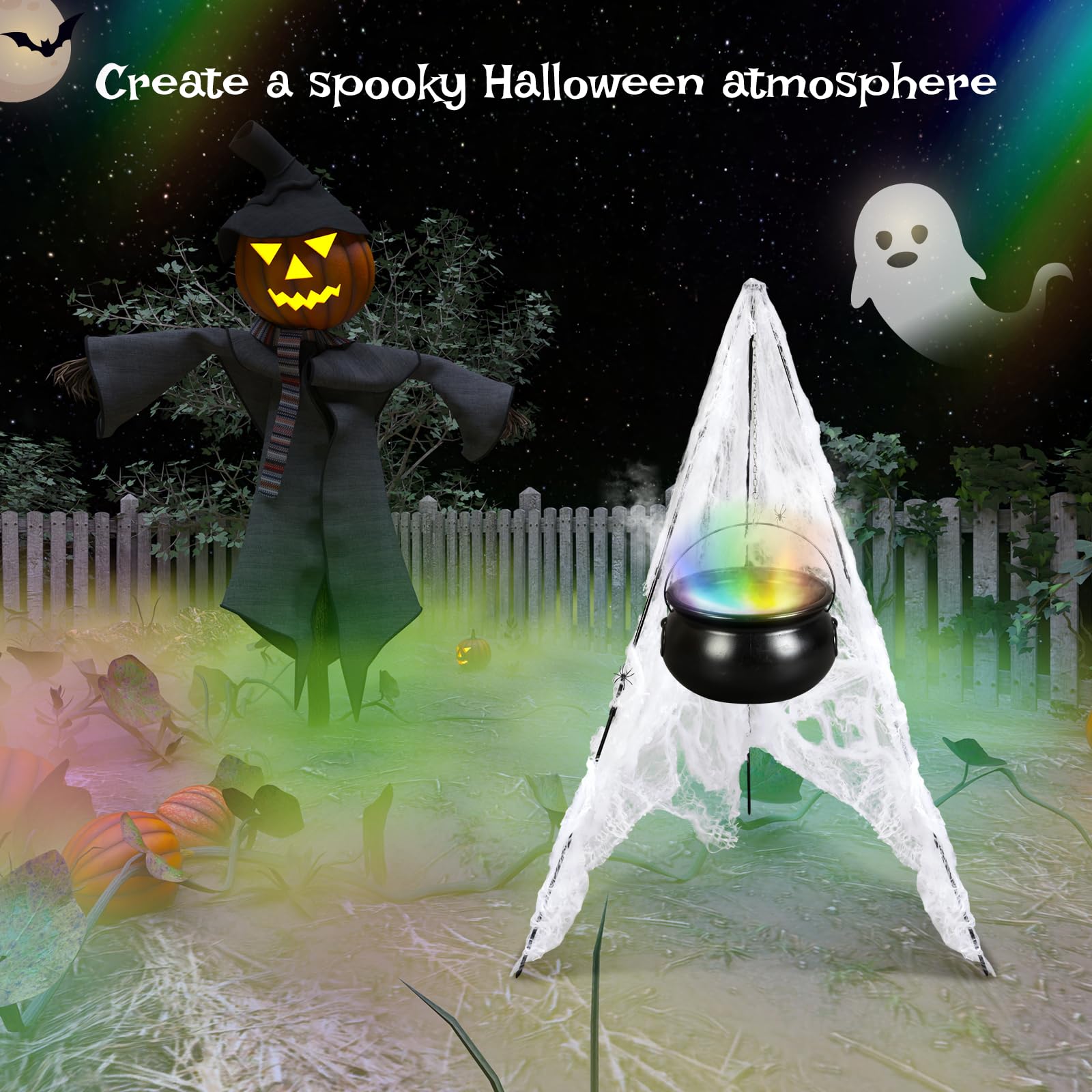 Seenelling white gauze and mesh spiders styled to boost spooky ambience