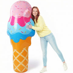 Seenelling giant ice cream front view showing bright scoops and cone for party impact