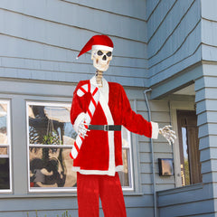 Seenelling large non-woven Santa hat fitted on skeleton head for secure wear