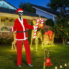 Seenelling PVC inflatable candy cane held by skeleton adding playful prop
