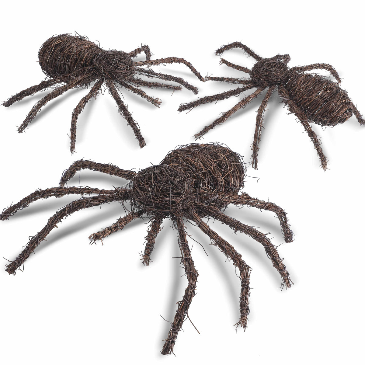 Seenelling rattan spiders front view showing realistic silhouette and rustic charm