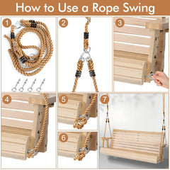 Seenelling rope kit installed on a porch swing demonstrating sturdy support