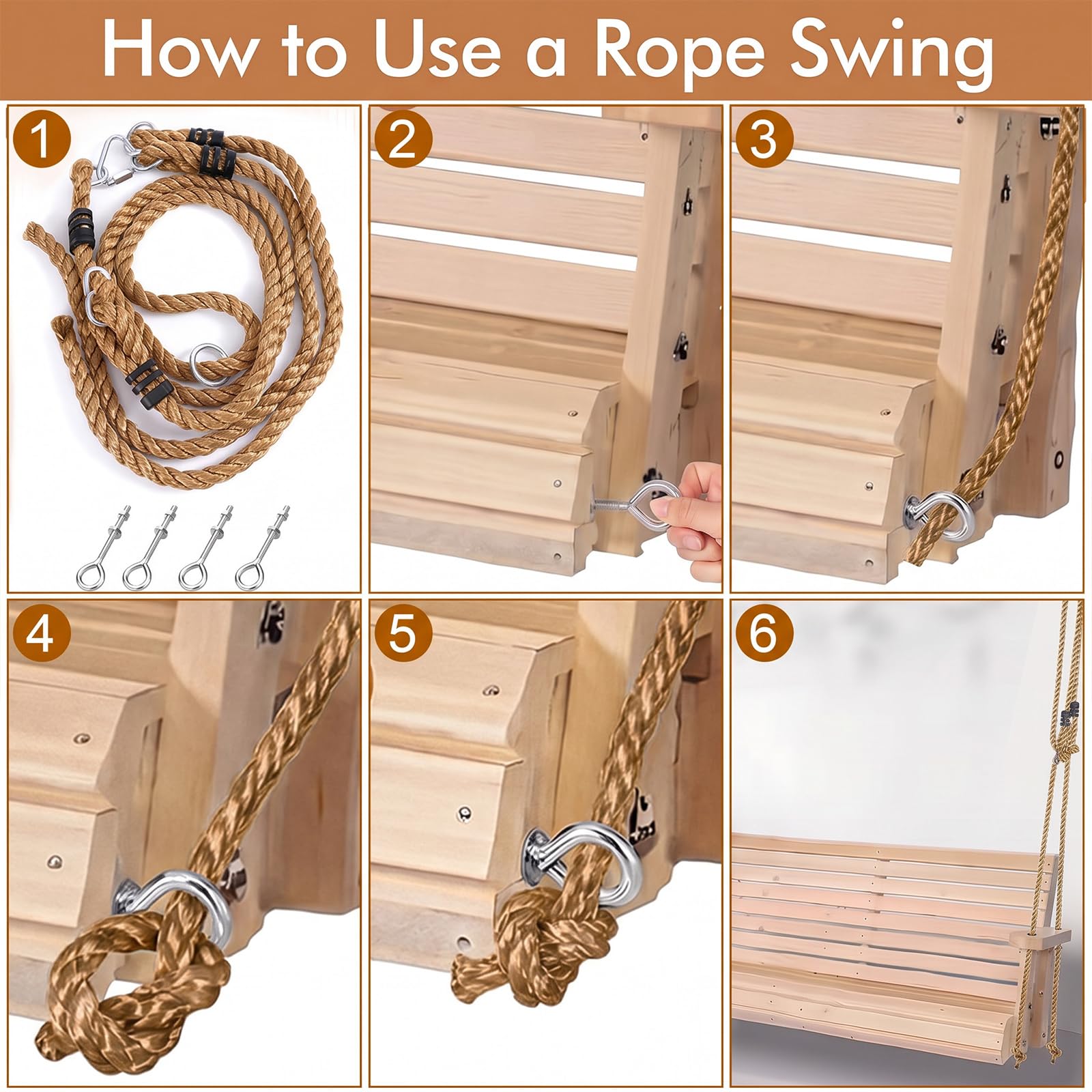 Seenelling rope length shown with measuring tape emphasizing adjustable 118-inch reach for high anchors