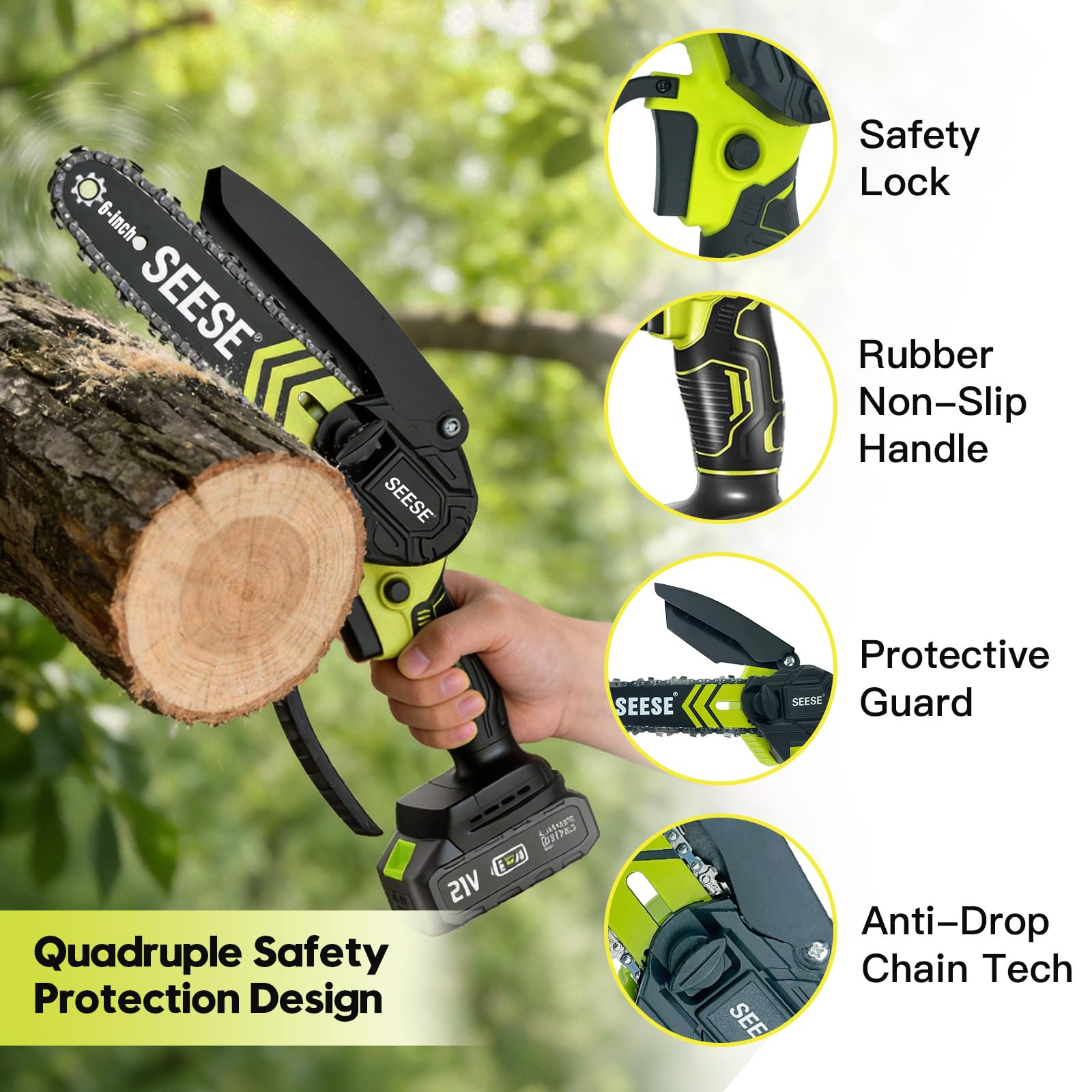 Seese cutting a garden branch demonstrating efficient pruning performance