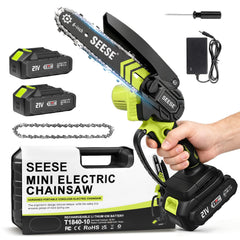 Seese front view of mini chainsaw showing compact design and portability benefit