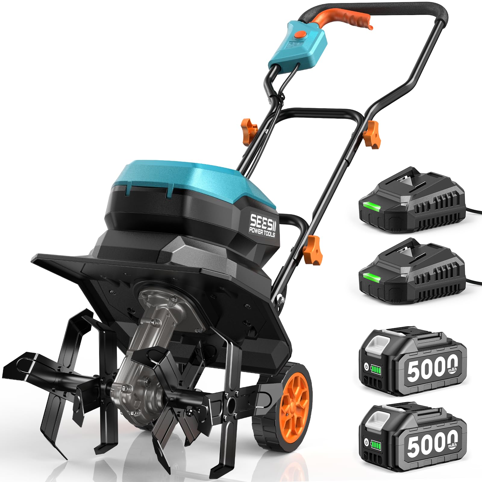 Seesii front view showing tiller body and controls for easy maneuvering
