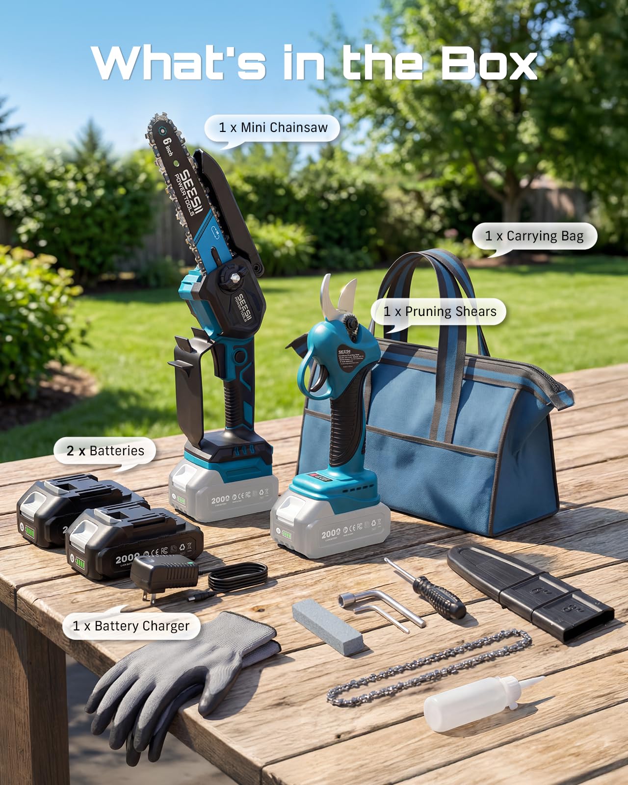 Seesii accessory kit with gloves, oil, tools for immediate, safe use