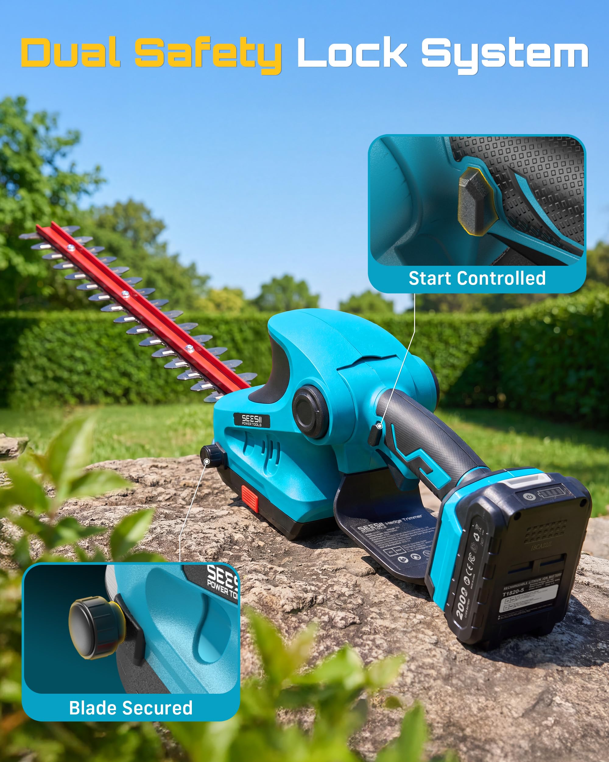 Seesii two 2.0Ah batteries and charger included for longer runtime
