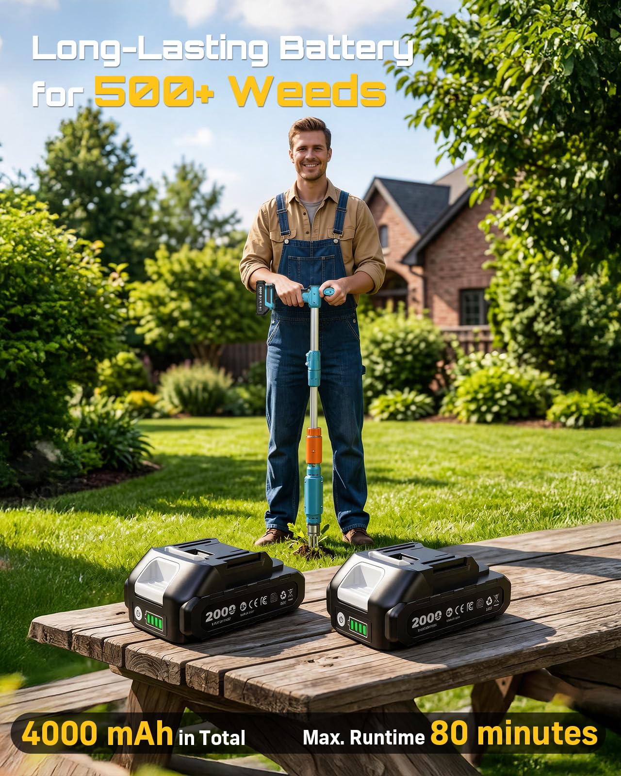 Seesii two 2000mAh batteries with charger for continuous cordless gardening power