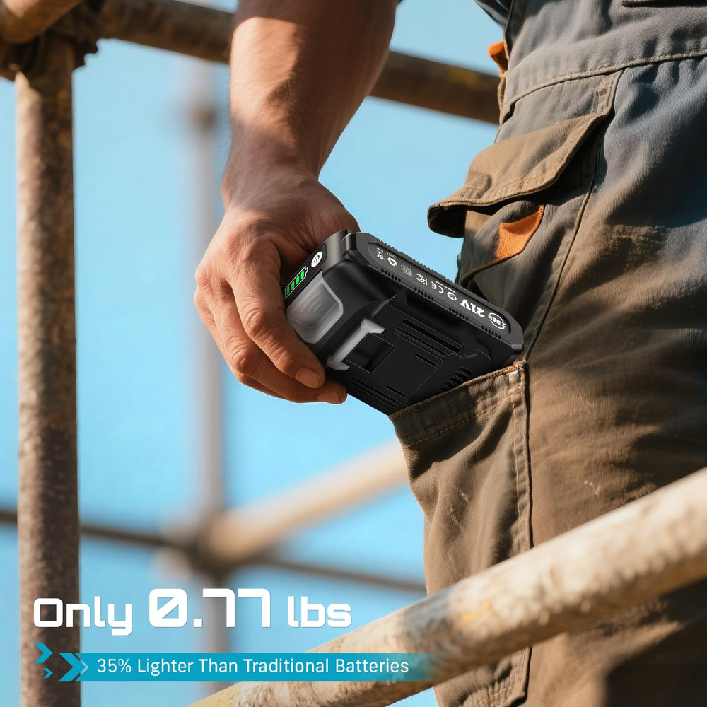 Seesii battery in garden setting showing dependable power for outdoor tools