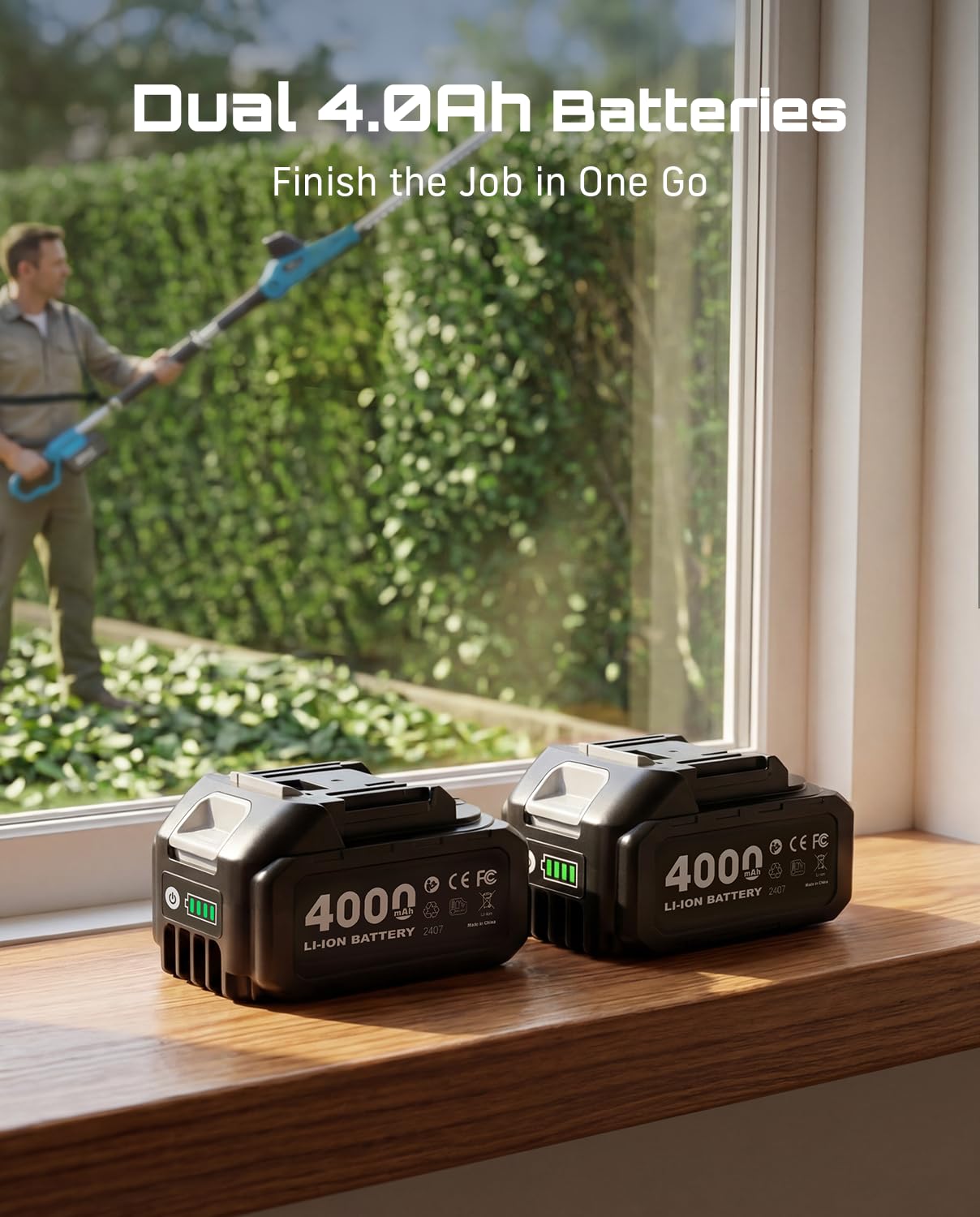 Seesii two 4000mAh batteries and fast charger for longer runtime