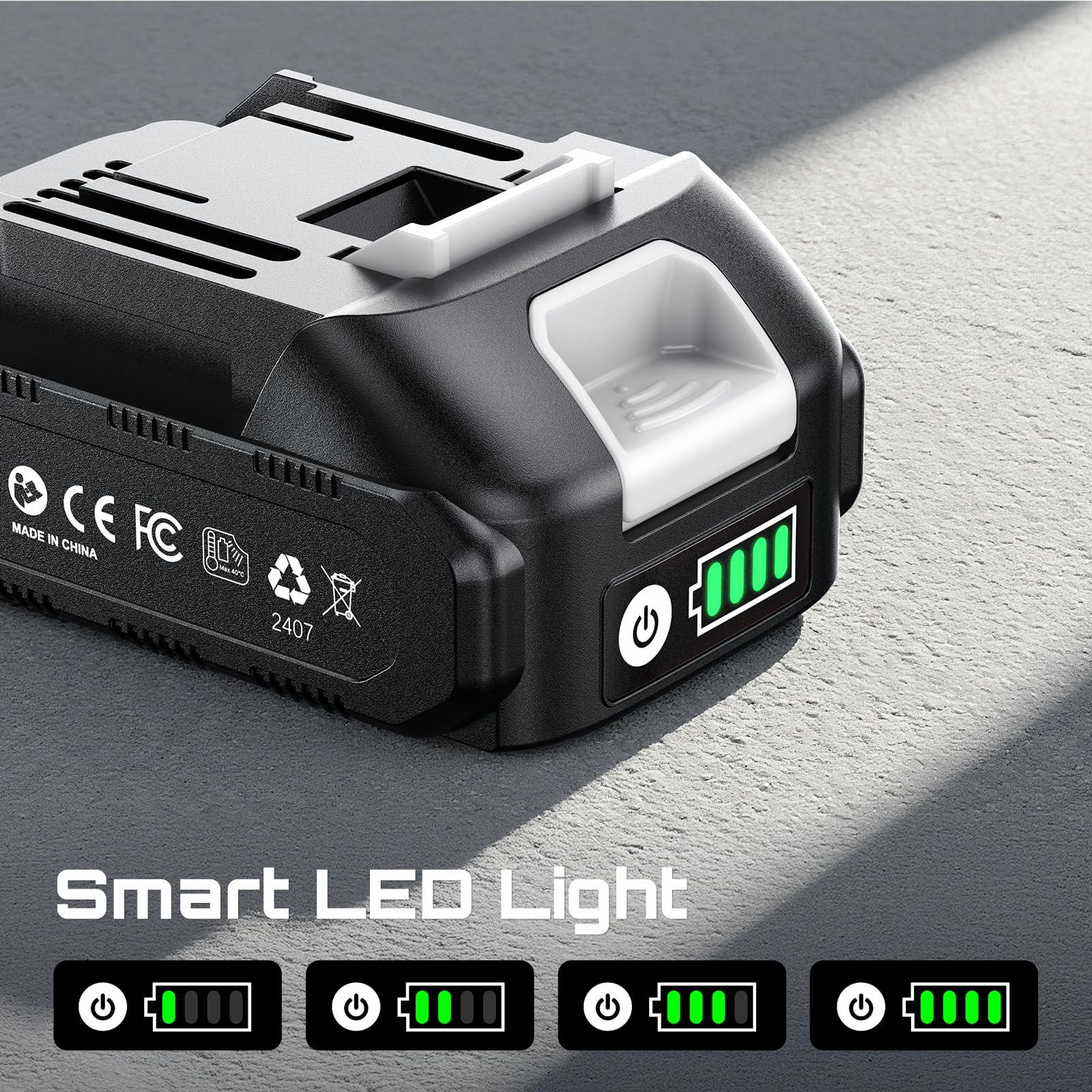 Seesii battery beside ruler showing size and portability benefits