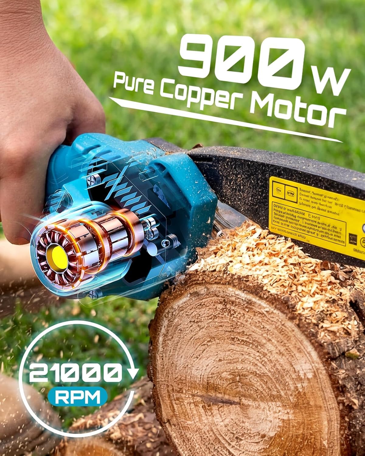 Seesii cutting a garden branch illustrating efficient pruning and low noise