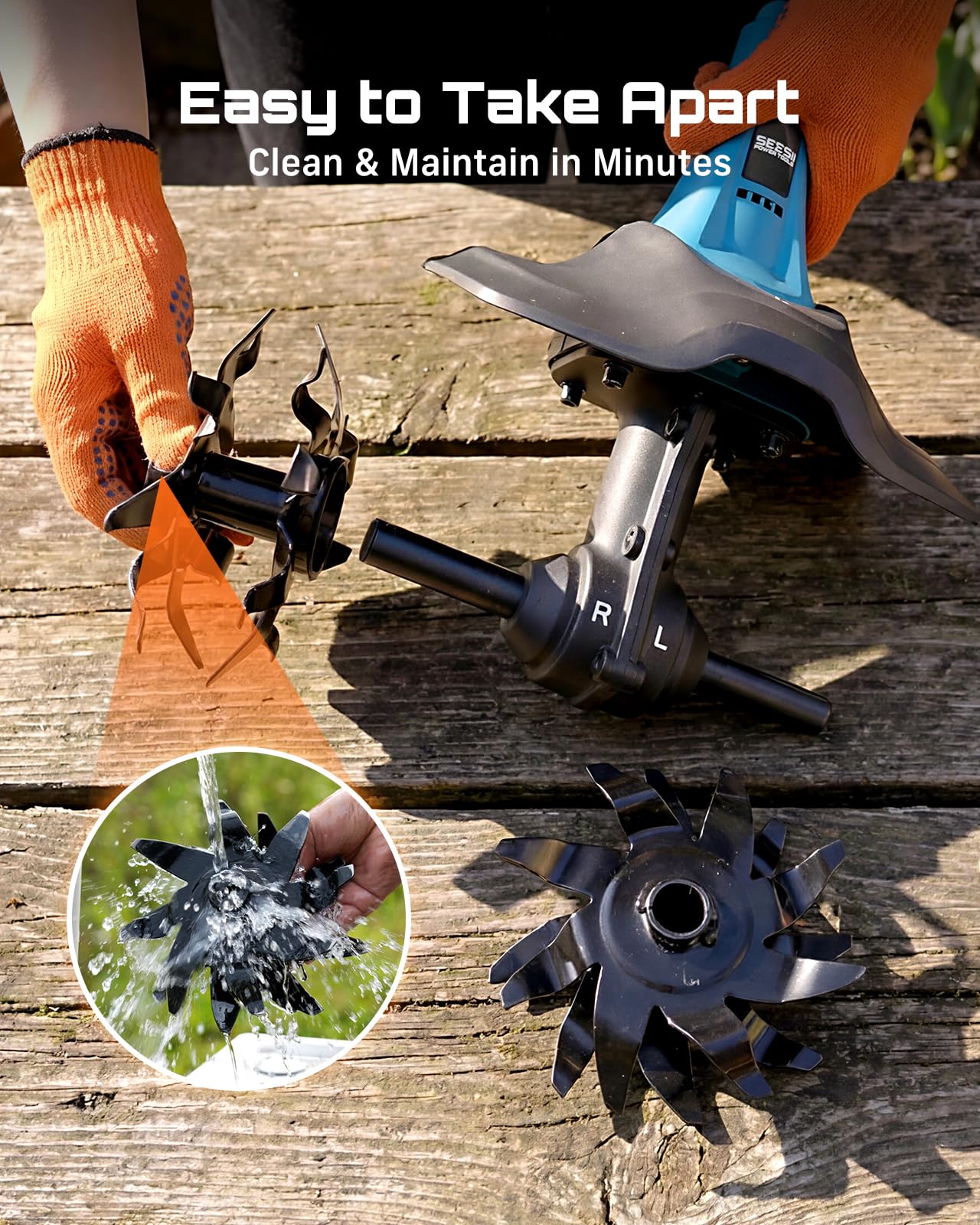 Seesii detachable tines removed for cleaning showing low-maintenance benefit