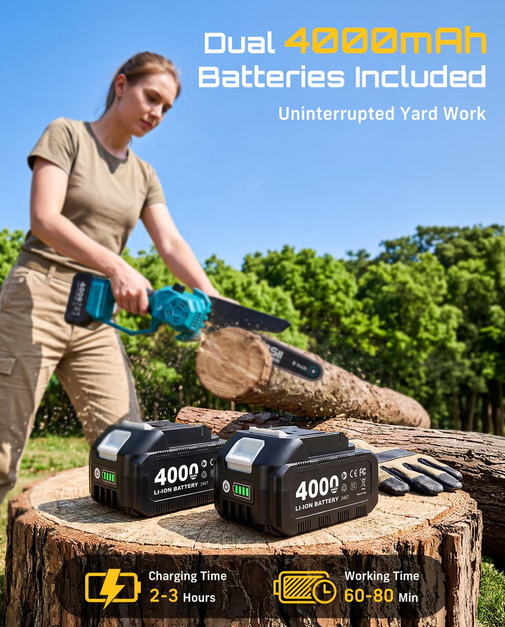 SEESII dual batteries and display showing charge indicator for extended runtime