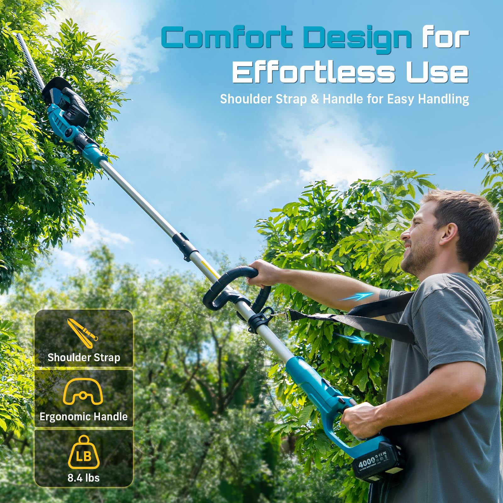 SEESII shoulder strap and power grip shown for comfortable, balanced handling