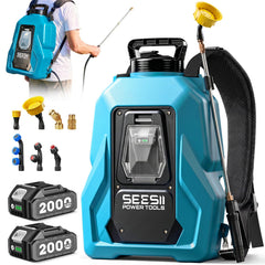 SEESII front view of backpack sprayer showing tank and wand for easy operation