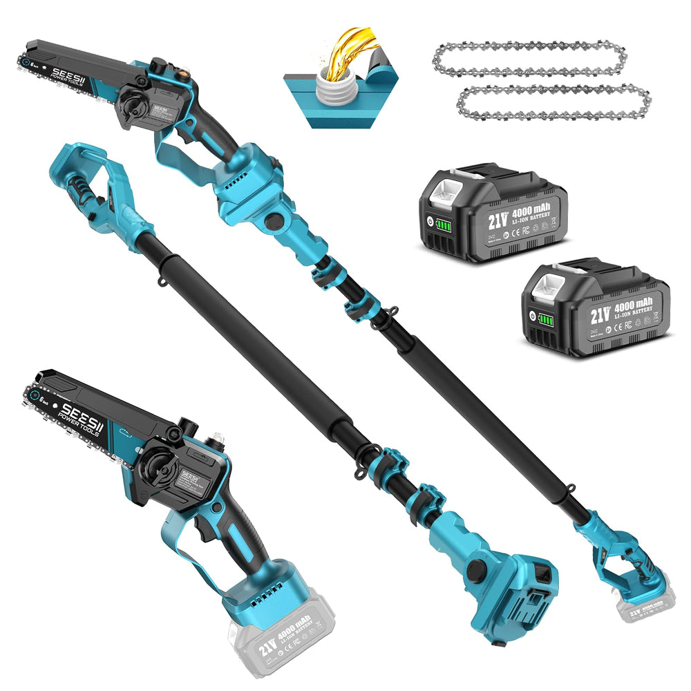Seesii front packaging showing the 2-in-1 pole saw kit and benefits