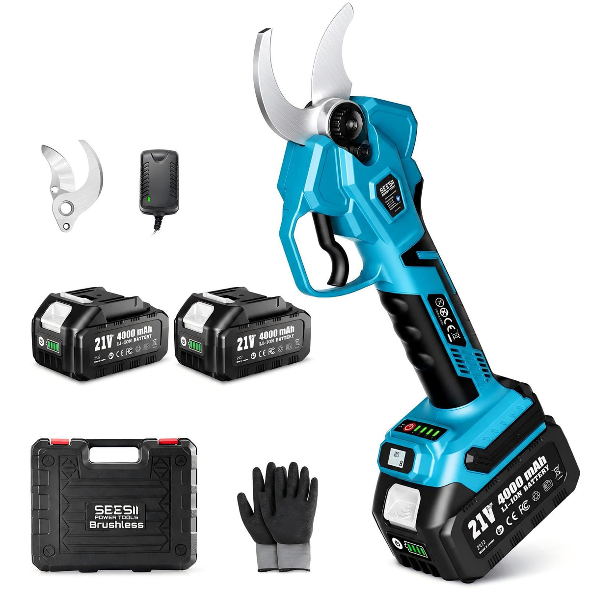 SEESII front view showing pruner body and ergonomic handle for reduced fatigue
