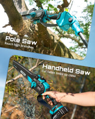 SEESII handheld mini chainsaw close-up for easy ground pruning