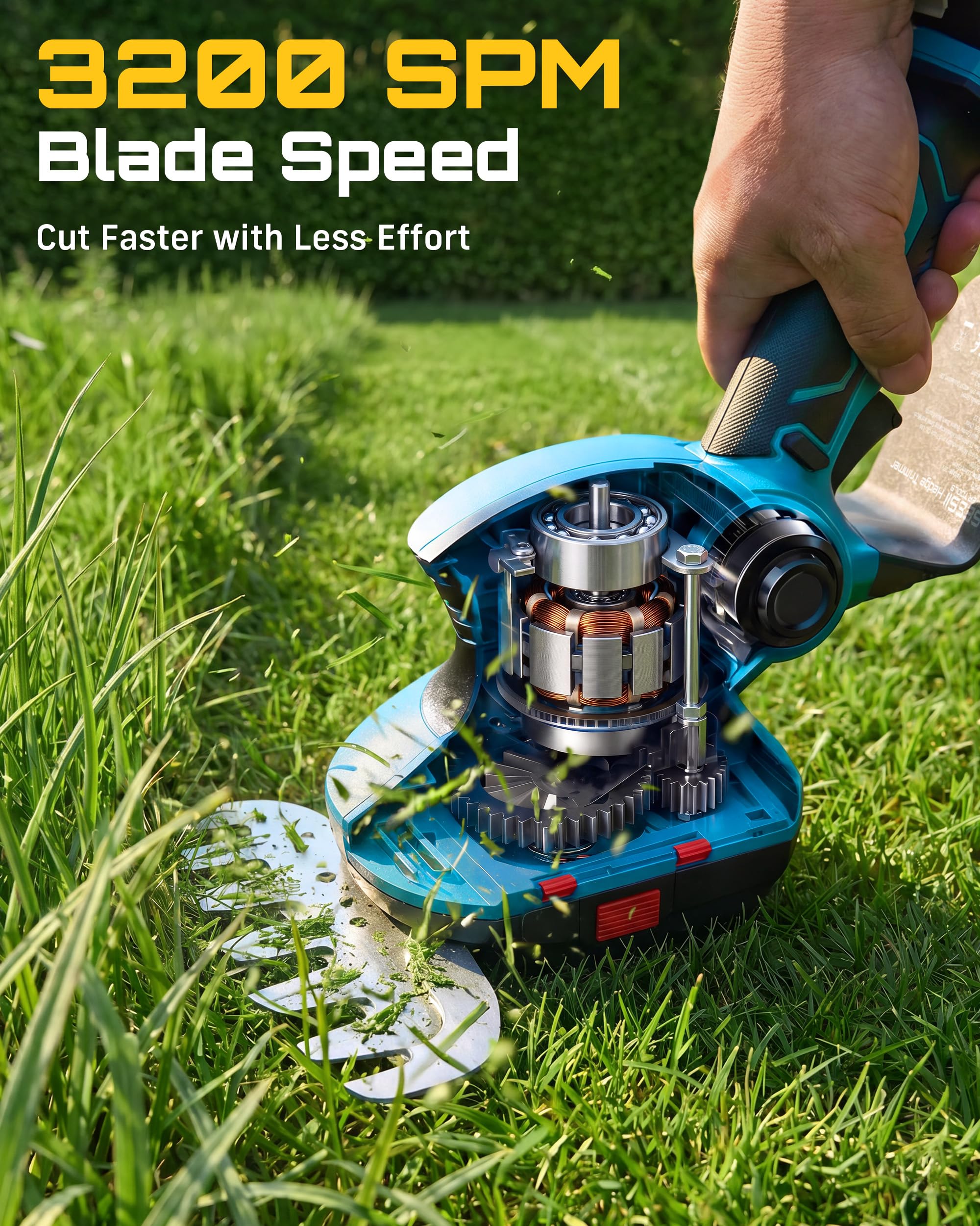 Seesii hedge trimmer shaping a small bush for tidy garden appearance