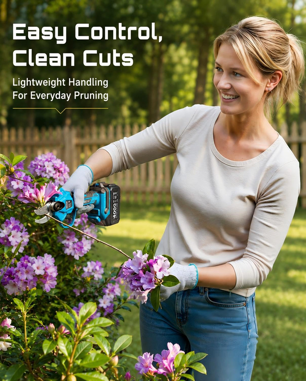 SEESII pruning tool in use on apple tree showing efficient branch cutting
