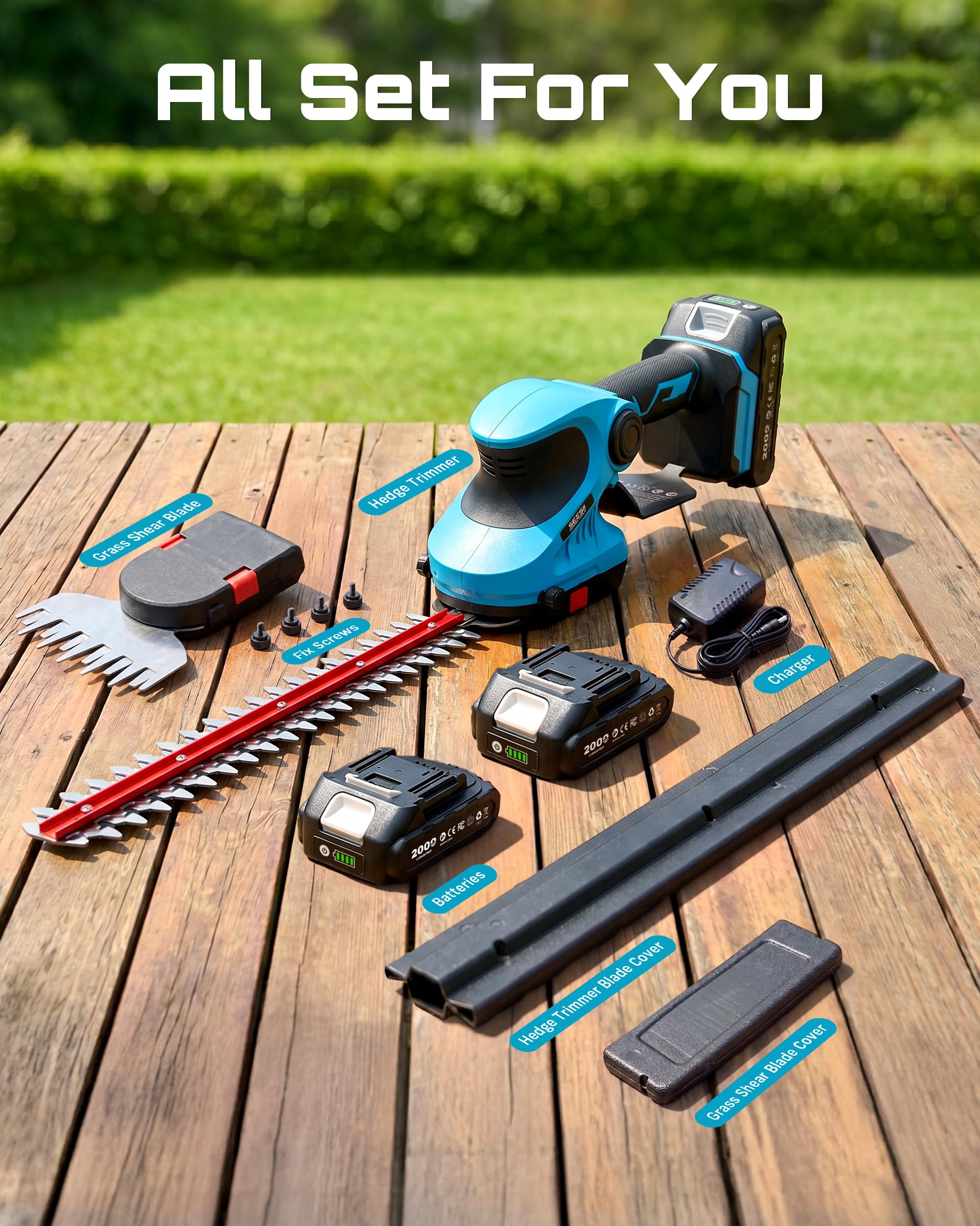 Seesii gardener using trimmer in a backyard for efficient yard maintenance