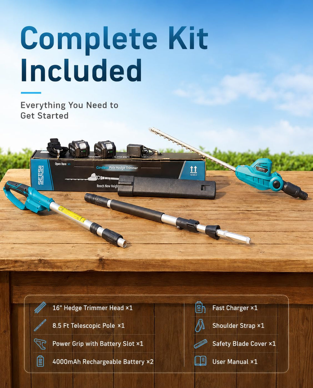 SEESII packed accessories and manual showing ready-to-use convenience