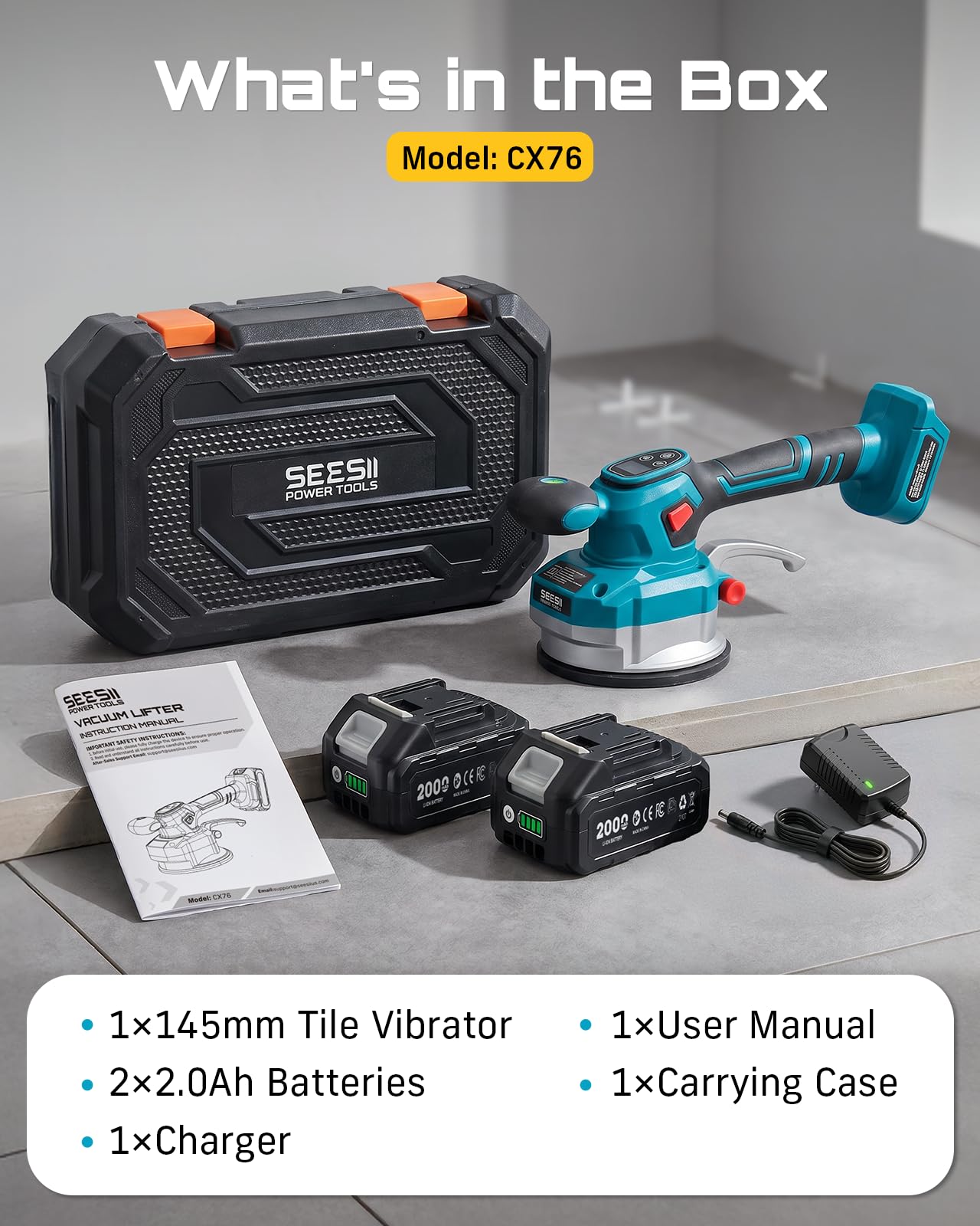 Seesii packed kit with batteries and parts showing ready-to-work benefit