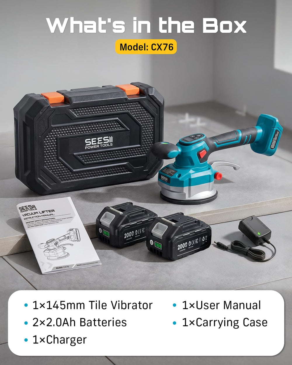 Seesii packed kit with batteries and parts showing ready-to-work benefit
