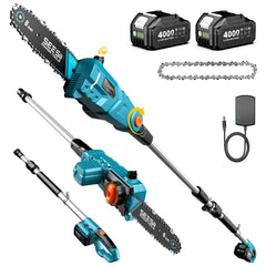 Seesii pole saw front overview showing compact design and 8-inch bar benefit