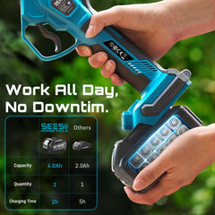 SEESII pruner held by gardener demonstrating lightweight, comfortable grip benefit