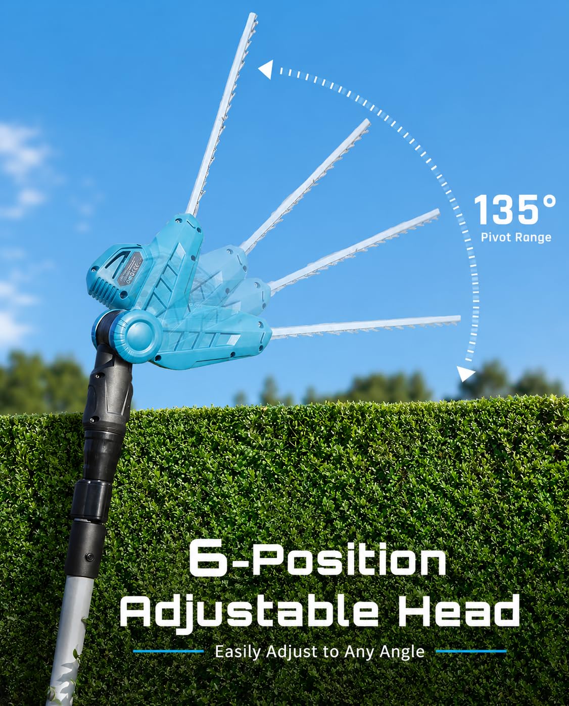SEESII shoulder strap fitted on pole trimmer showing reduced arm fatigue