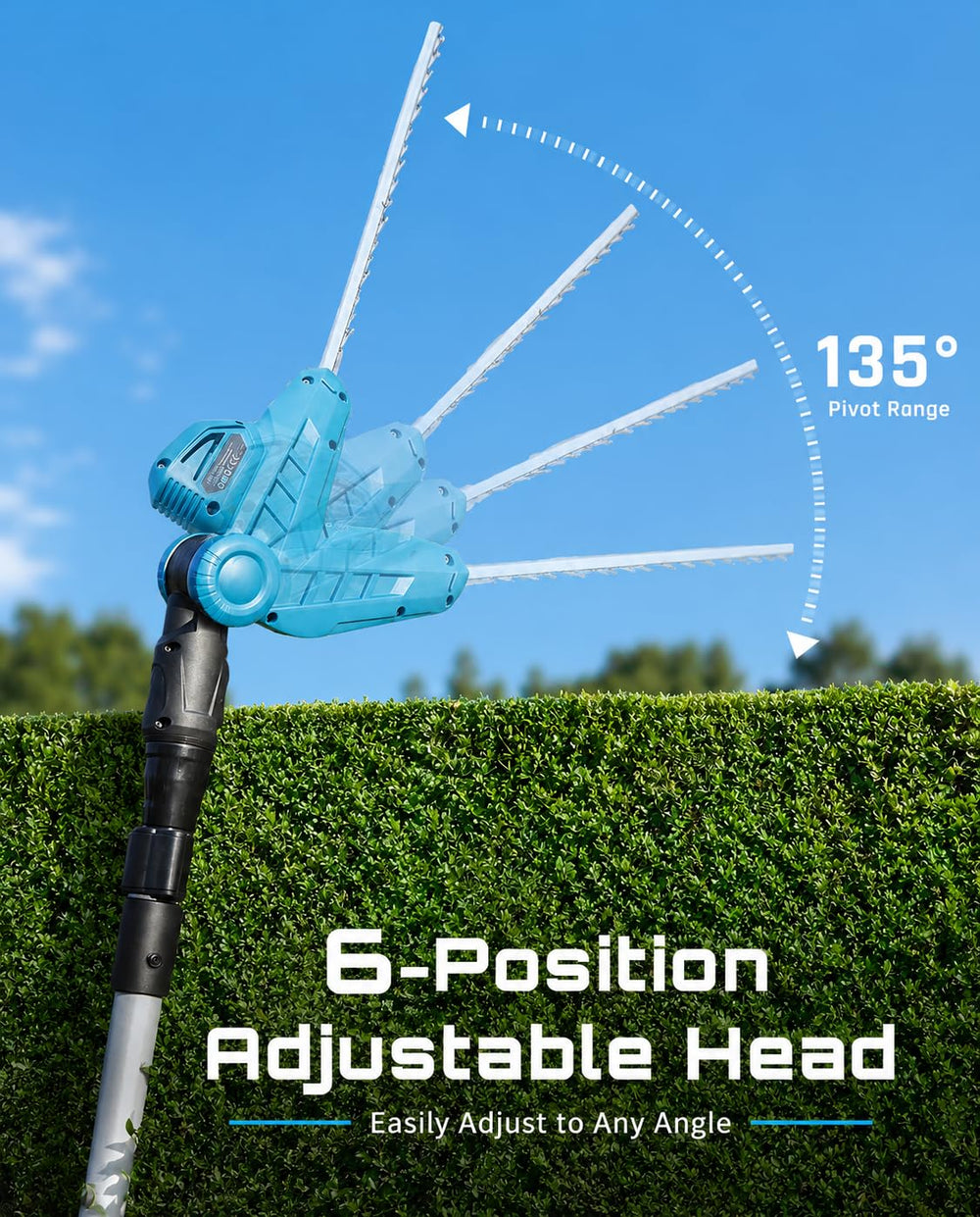 SEESII shoulder strap fitted on pole trimmer showing reduced arm fatigue