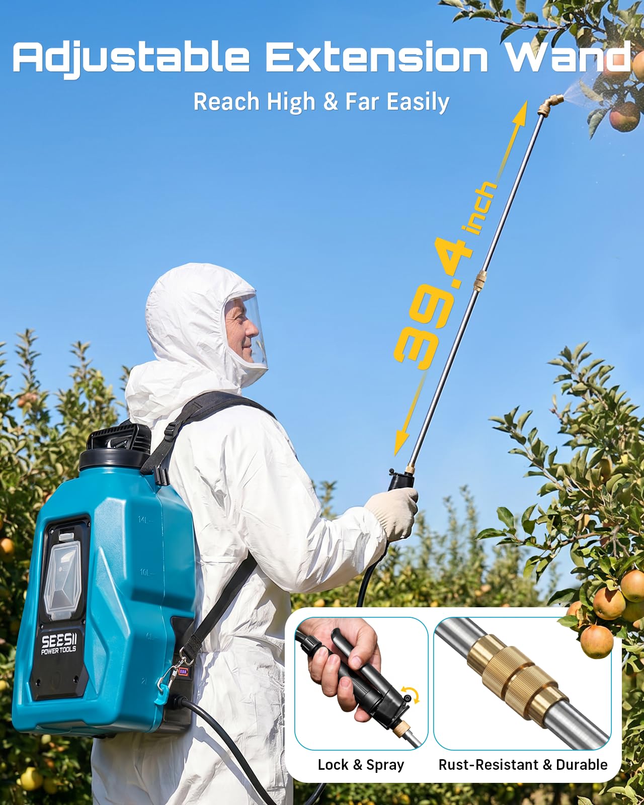 SEESII padded shoulder straps close-up delivering comfort during long spraying sessions