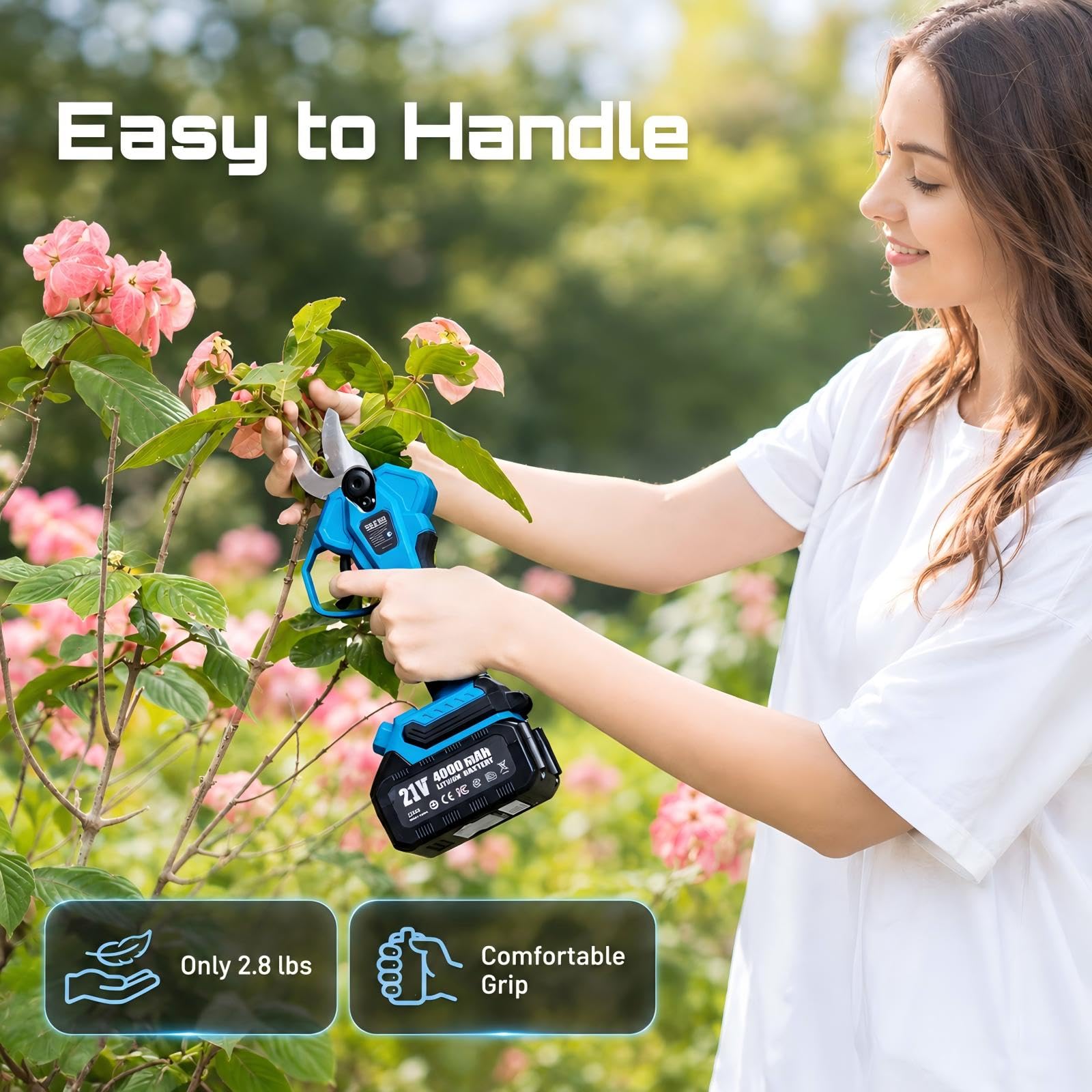 SEESII pruner beside ruler illustrating 1.6-inch max cut capacity for scale