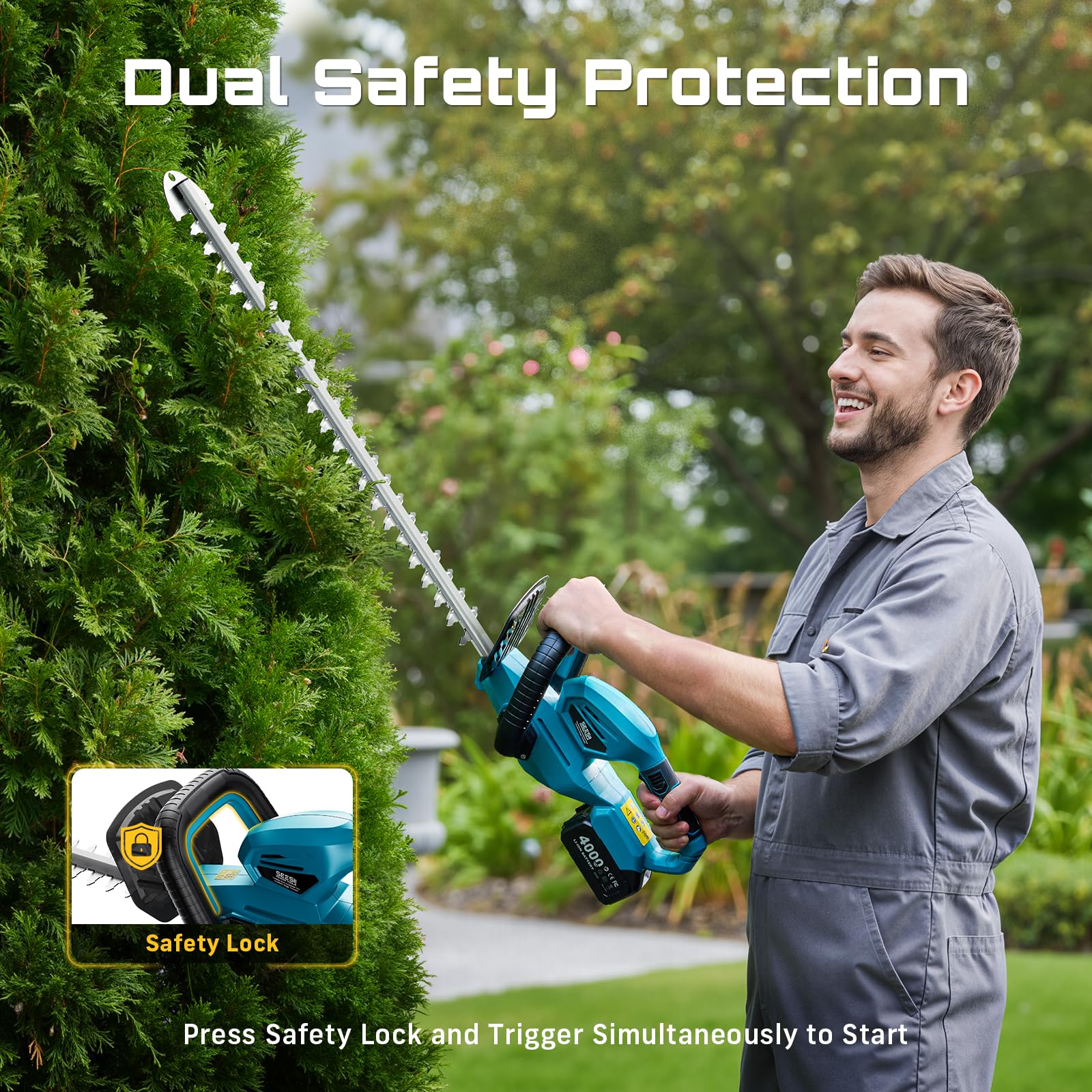 SEESII trimmer stored with blade cover for safe transport and storage benefit
