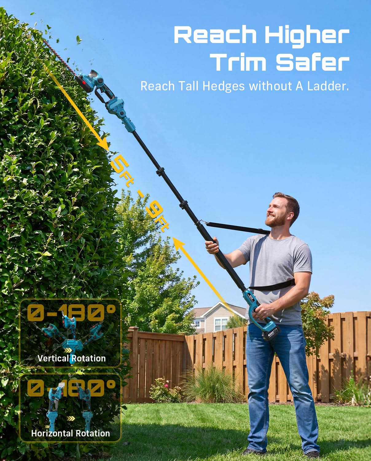Seesii telescopic pole extended to nine feet for high reach