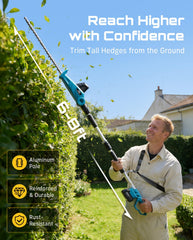 Seesii telescopic pole fully extended to 8ft for ladder-free trimming