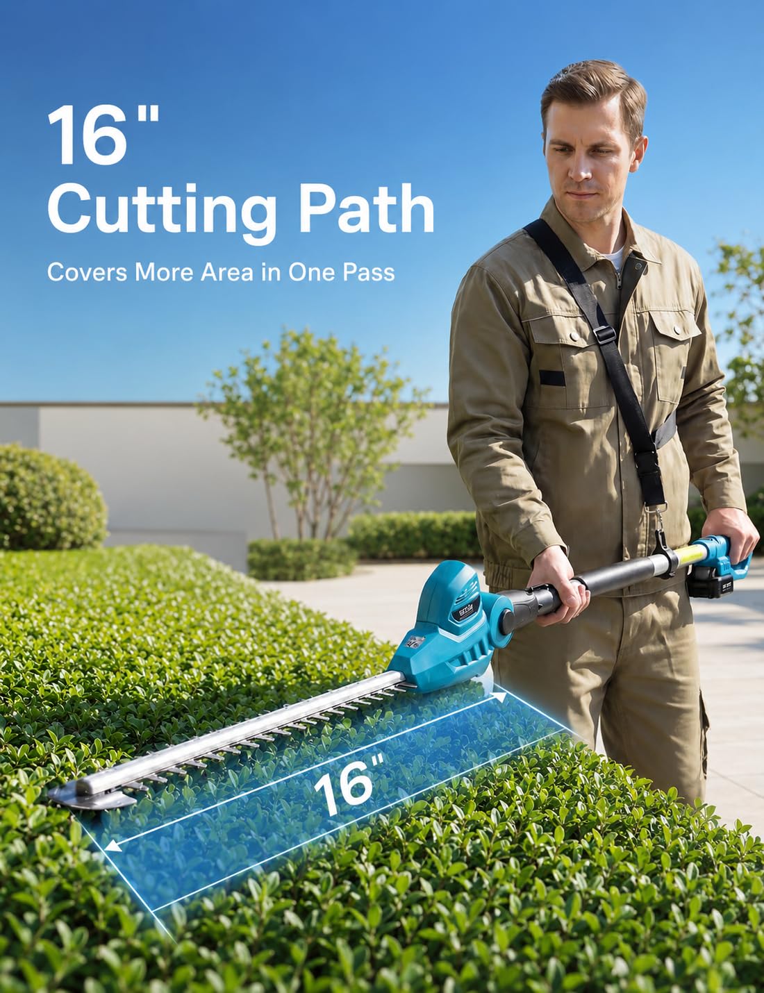 SEESII telescoping pole fully extended demonstrating 8.5 ft reach for safer trimming