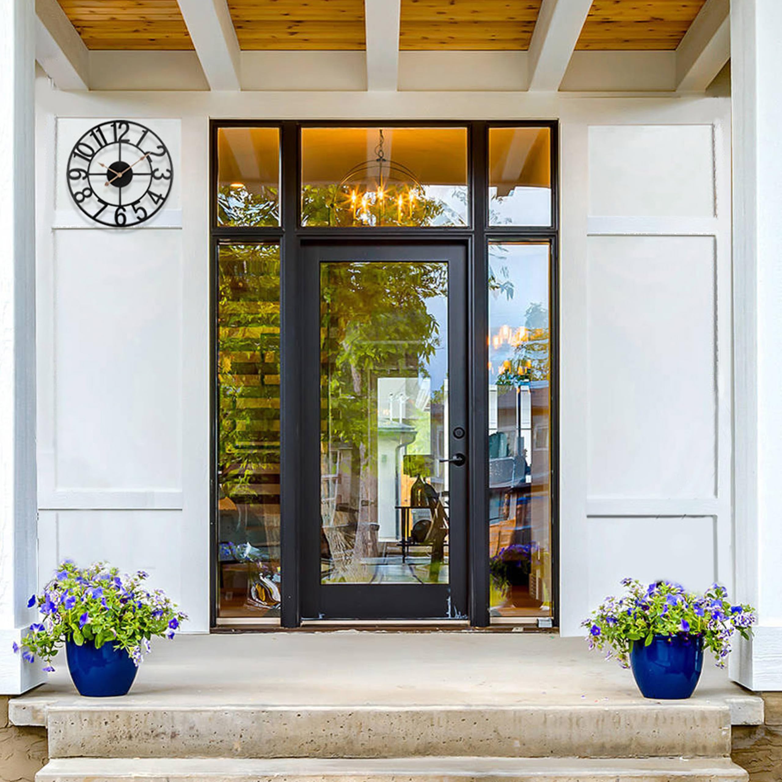 Seesure clock next to patio furniture showing correct scale and easy visibility