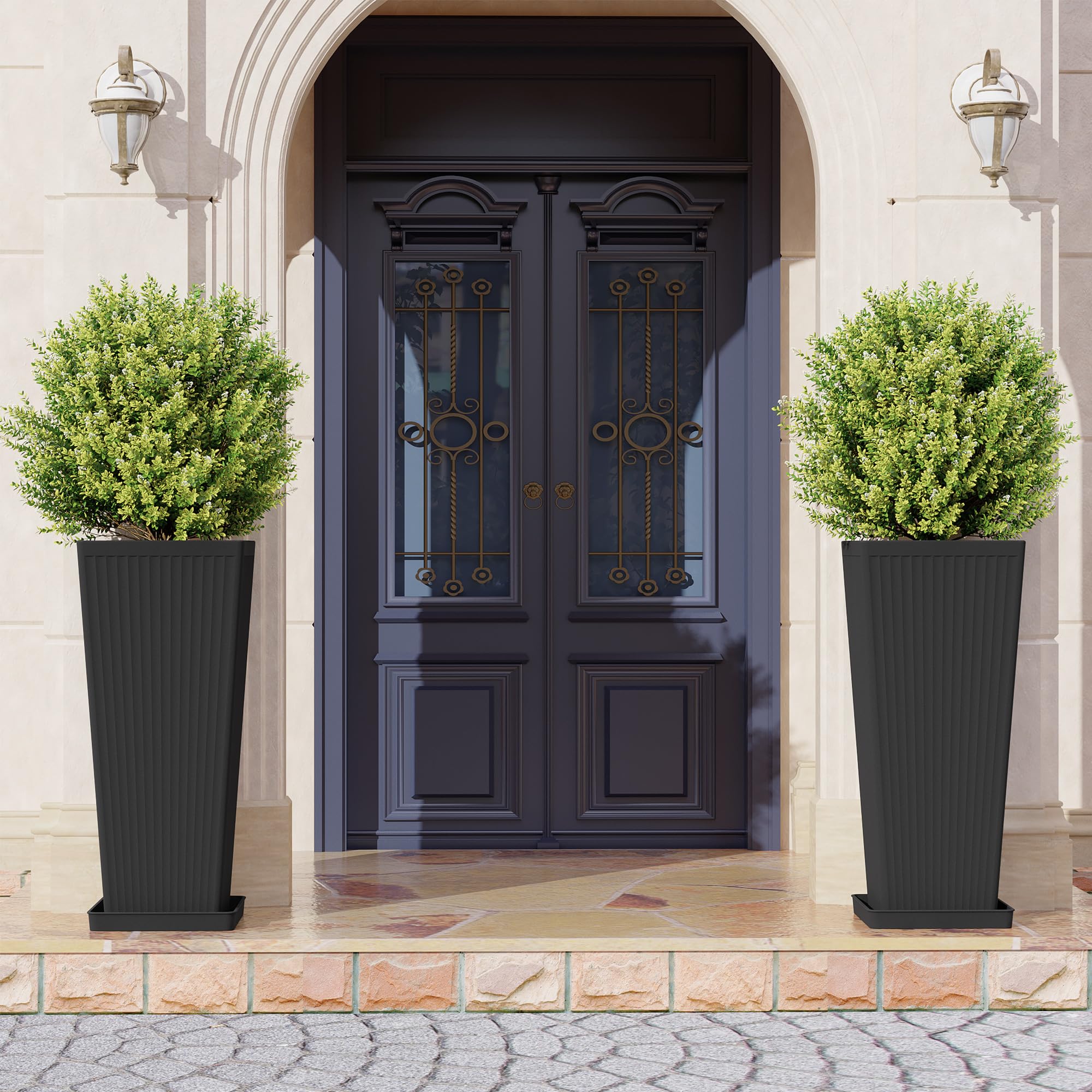 seethmi front view of tall taper planter showing modern silhouette and curb appeal