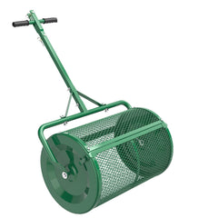 Seeutek front view of spreader showing drum and frame, efficient coverage