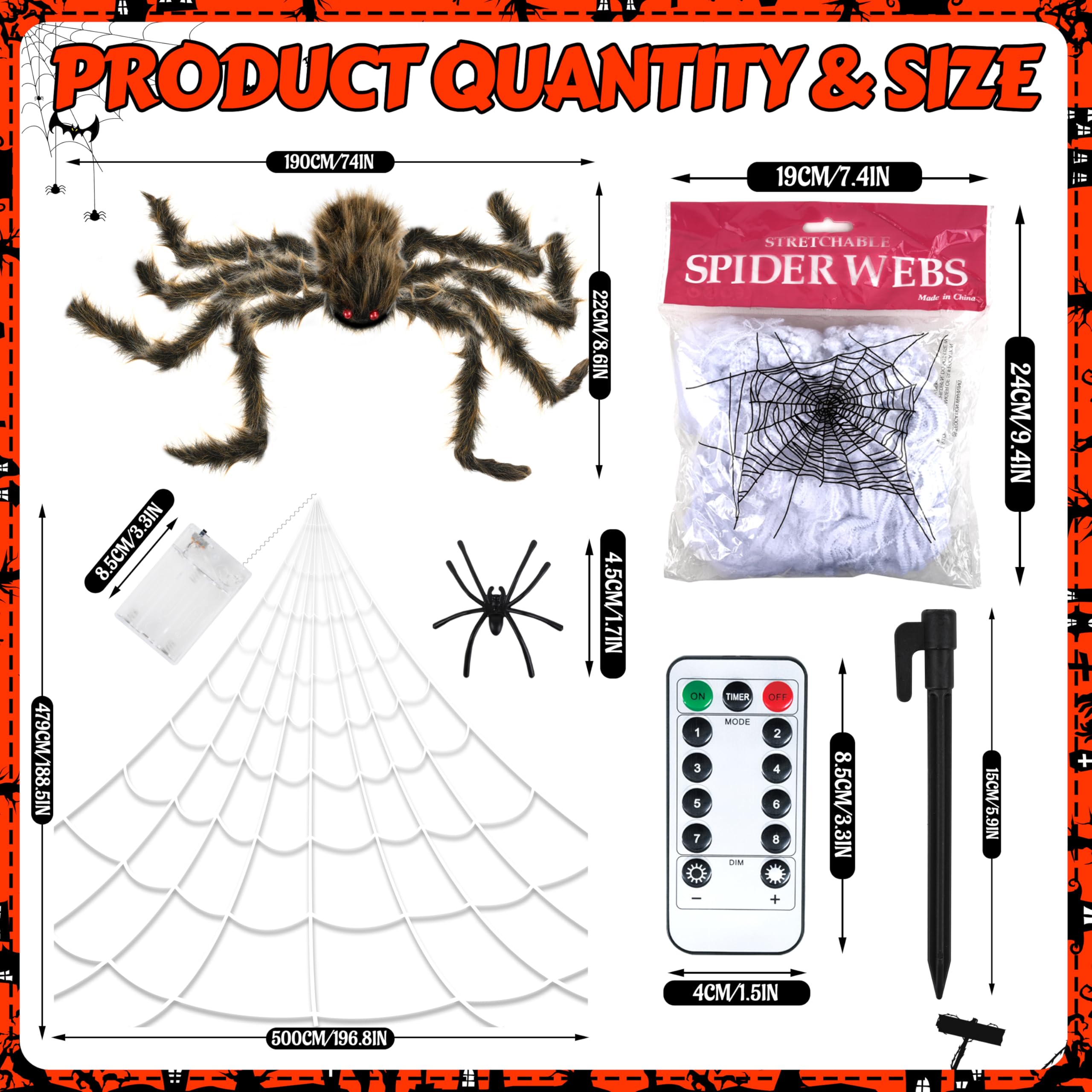 Seifar close-up of realistic 6.2 ft spider prop adding dramatic effect