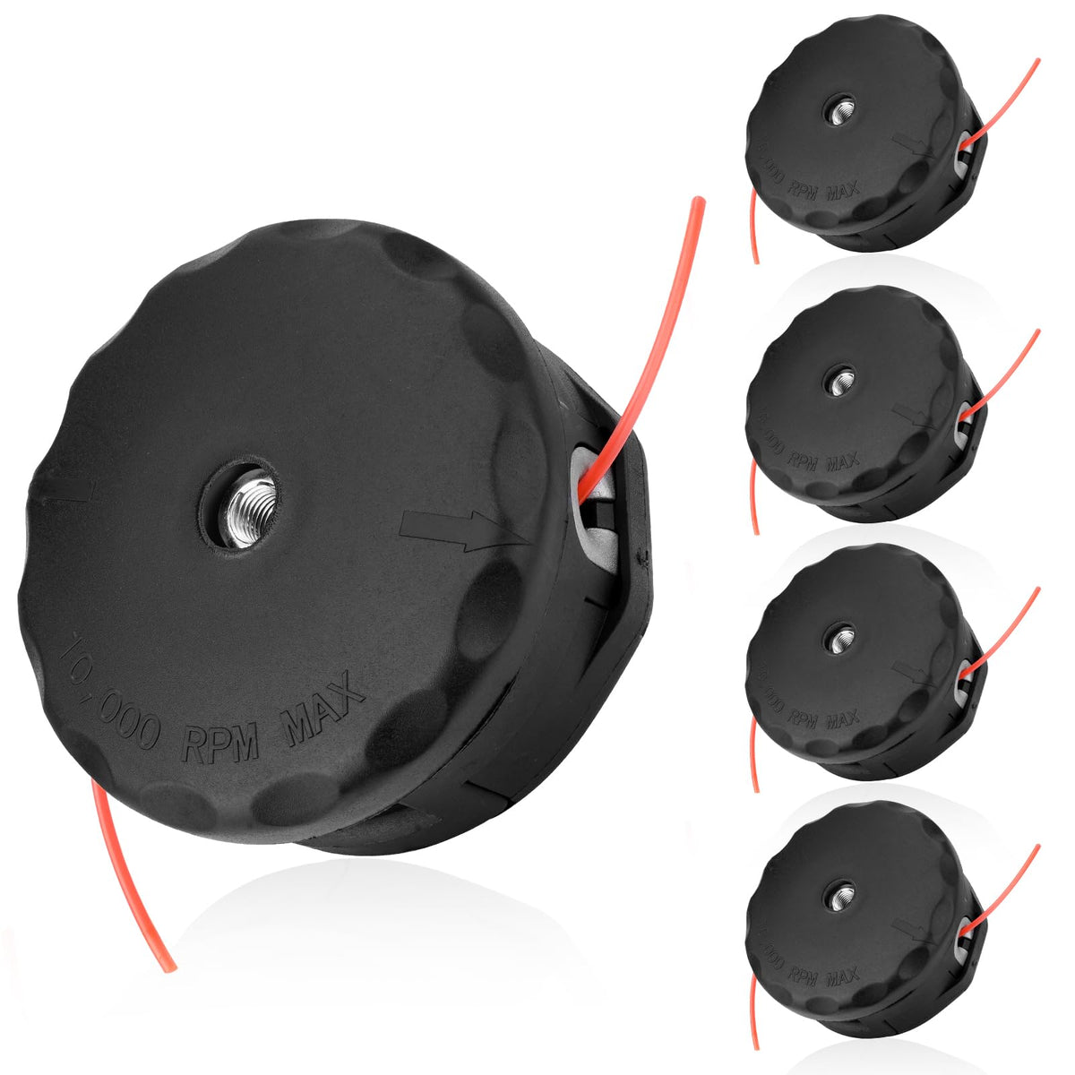 Sejaede trimmer head front view showing robust housing and quick feed benefit