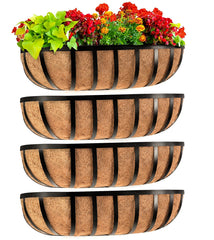 Sekcen front view of 24-inch railing planter showing neat flower display benefit